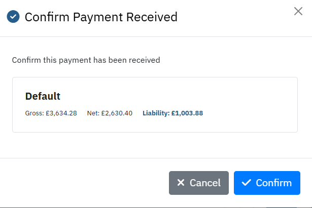 Payment Confirmation Screen